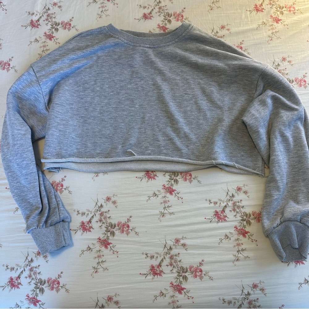 Gray Women's Cropped Sweatshirt